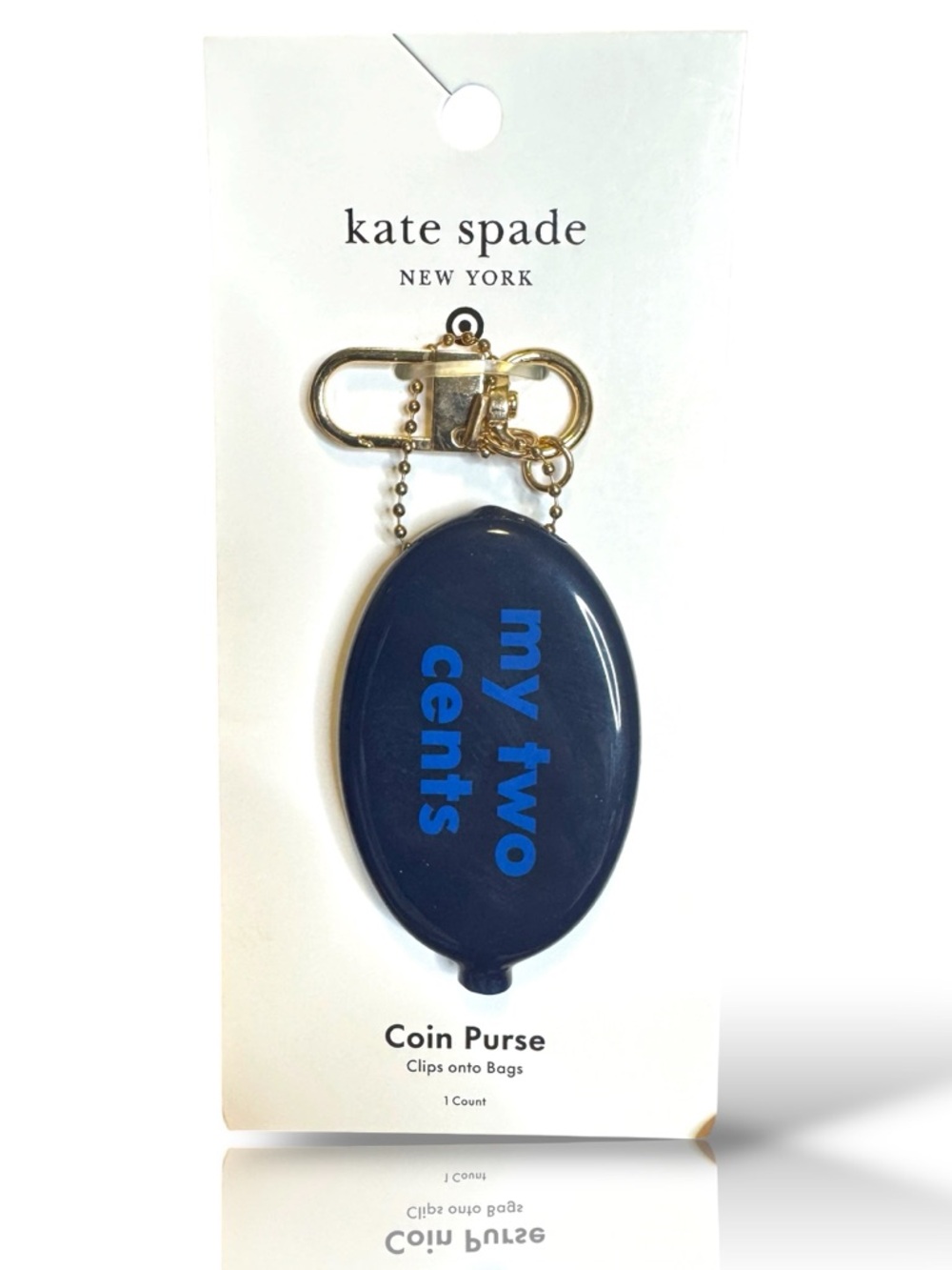 New Kate Spade x Target navy coin purse keychain